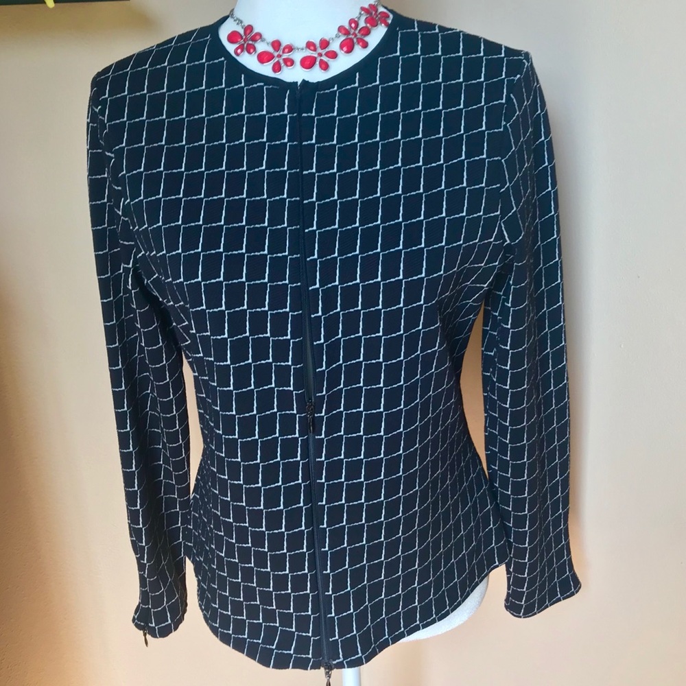 CASUAL CORNER Geometric blazer jacket black/white SZ:M